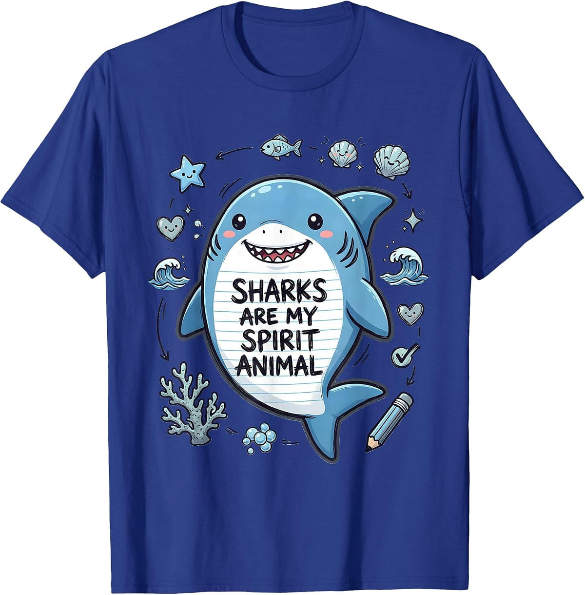 Men's Sharks Are My Spirit Animal Ocean Design T-Shirt - Royal Blue