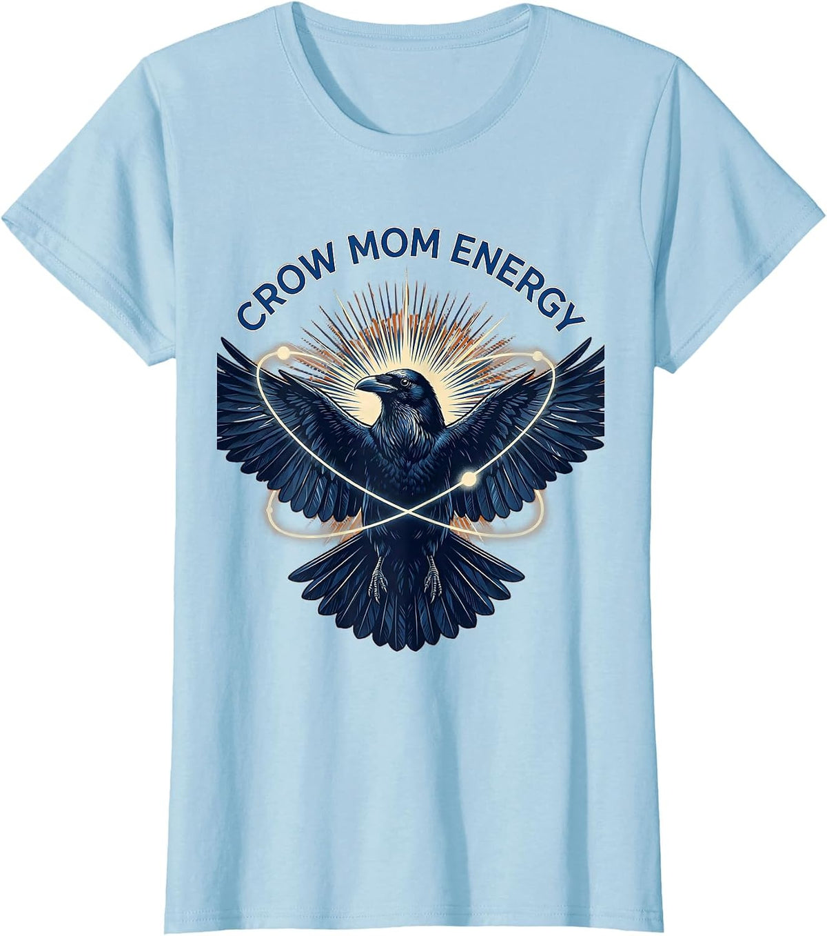 Crow Mom Energy Bold Crow Lover Design T-Shirt - Baby Blue