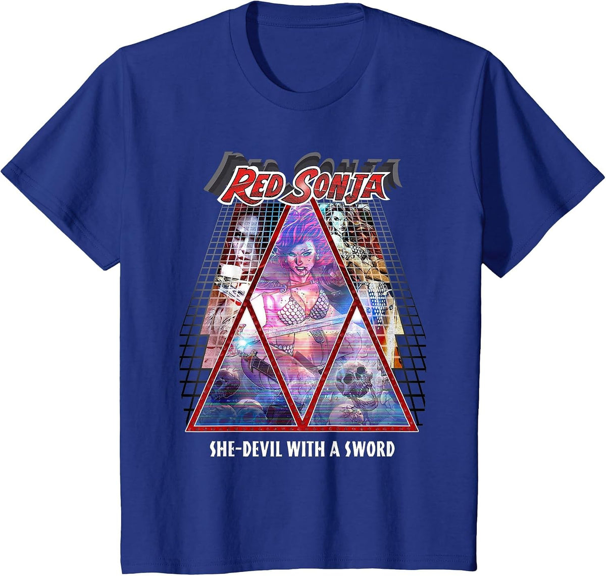 Red Sonja Poster Synthwave Redhead Epic Cyberpunk Retro 80s T-Shirt - Royal Blue