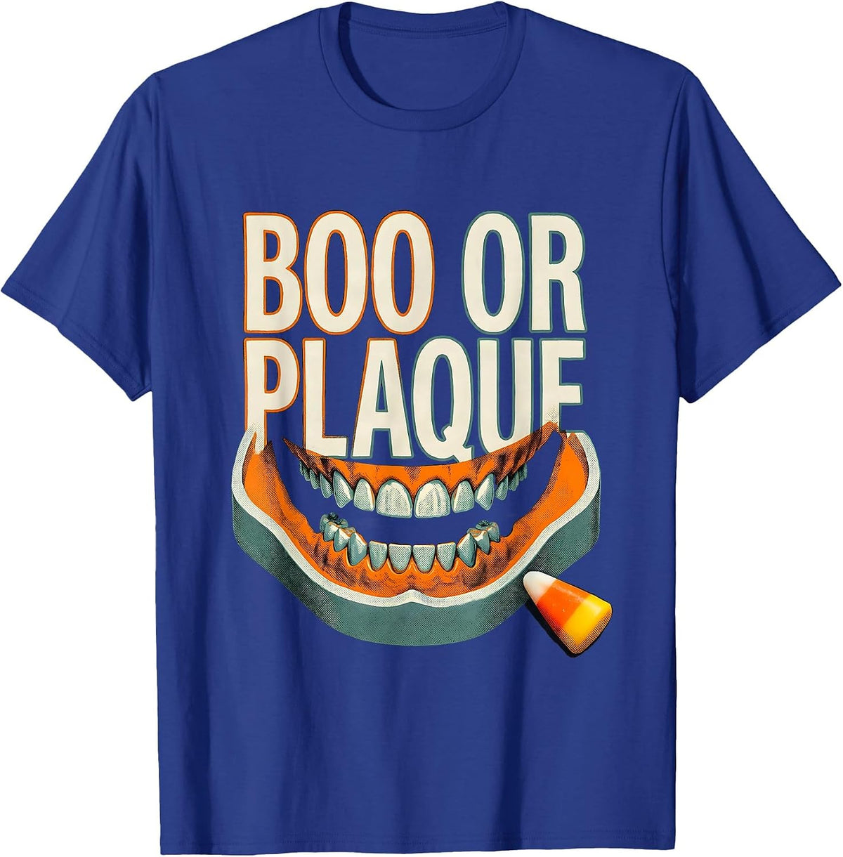 Boo Or Plaque Funny Dental Hygienist Halloween Work Humor T-Shirt - Royal Blue