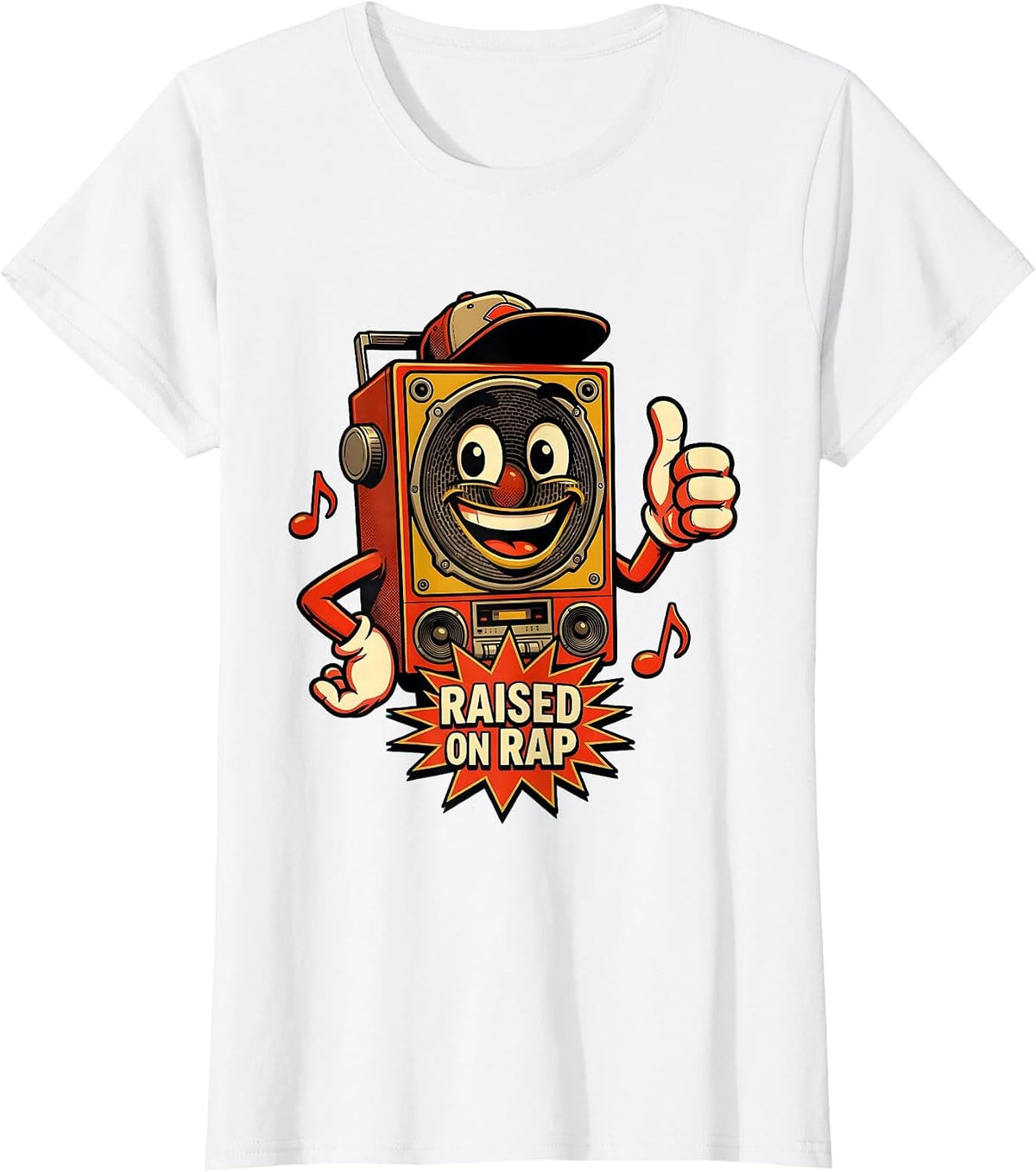 Raised on Rap Hip Hop Culture Design T-Shirt - White