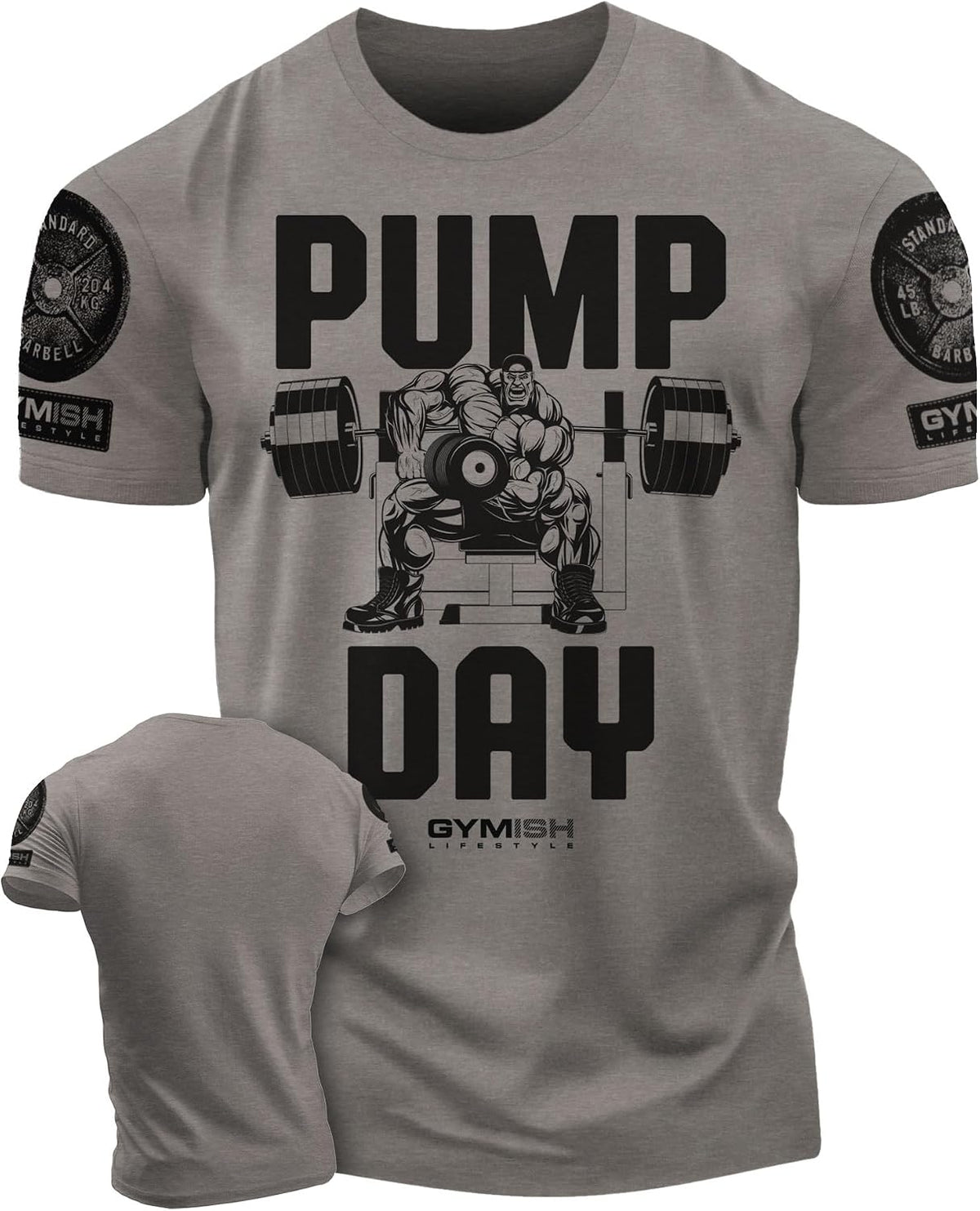 Pump Day Gym Workout T-Shirt for Men, Deadlift Lifting Funny Men's Gym Shirts - 3. Pump Day Warm Grey Branded