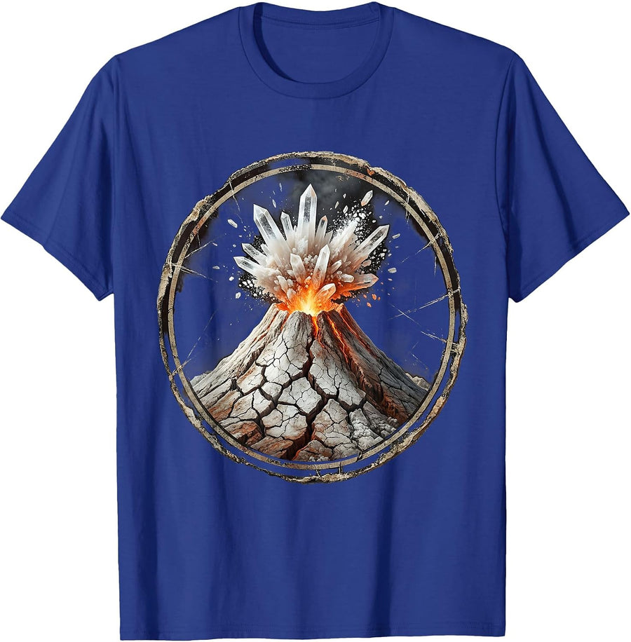 Salty Volcano Erupting Crystallized Salt Graphic T-Shirt - Royal Blue