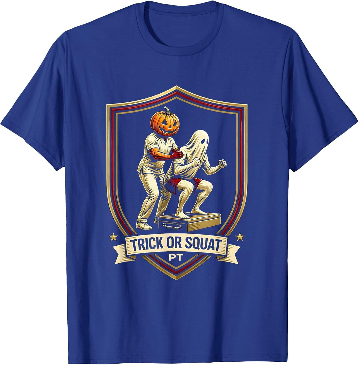 Men's Trick Or Squat PT Halloween Physical Therapy Therapist Humor T-Shirt - Royal Blue