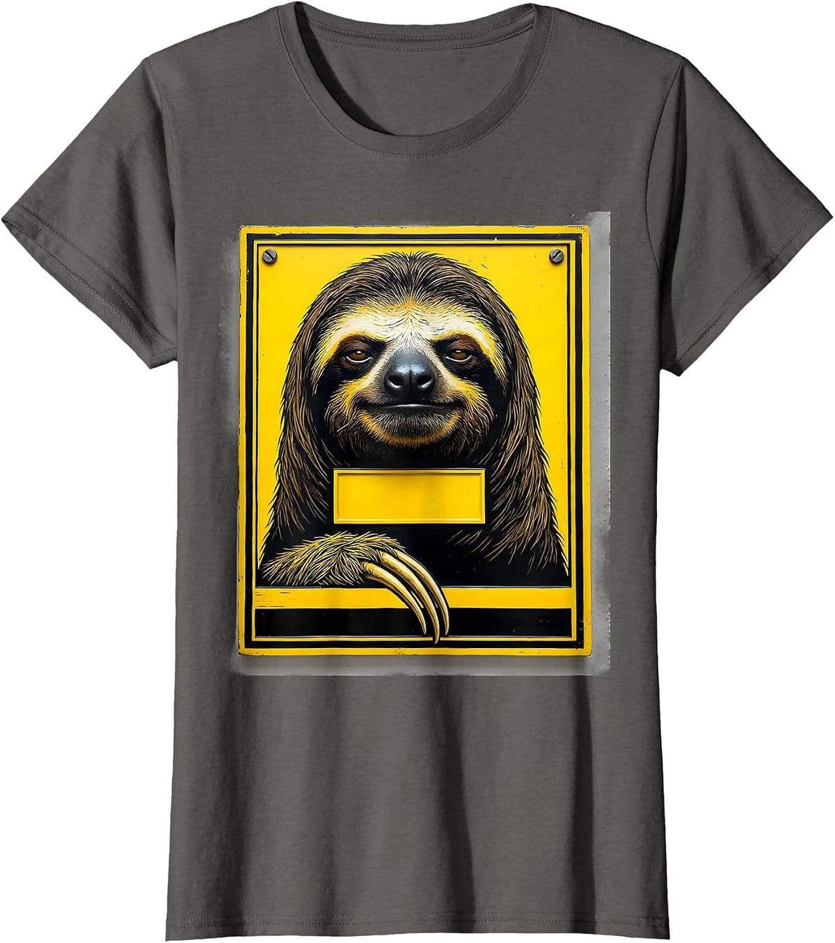 Women's Sloth Stencil Graphic Funny Animal Lover Humor T-Shirt - Asphalt Grey