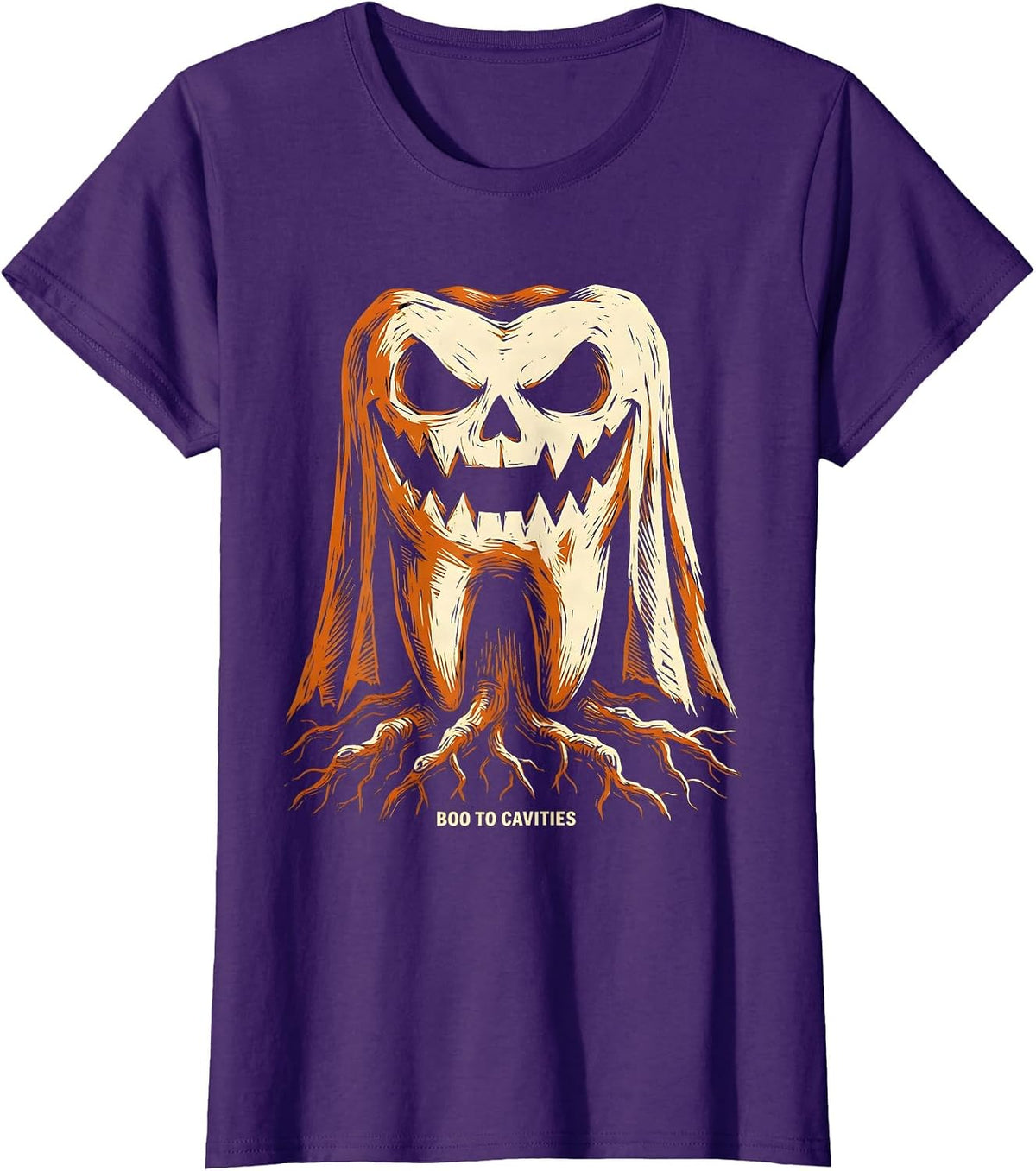 Women's Boo To Cavities Dental Halloween Design T-Shirt - Purple