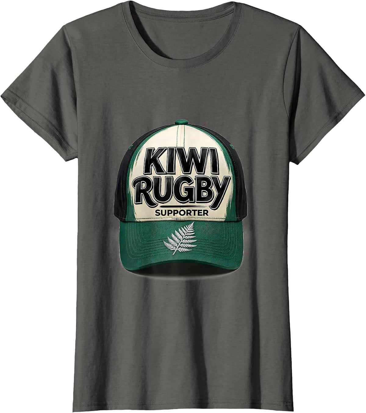Women's Kiwi Rugby Supporter Funny New Zealand Rugby Fan Humor T-Shirt - Asphalt Grey