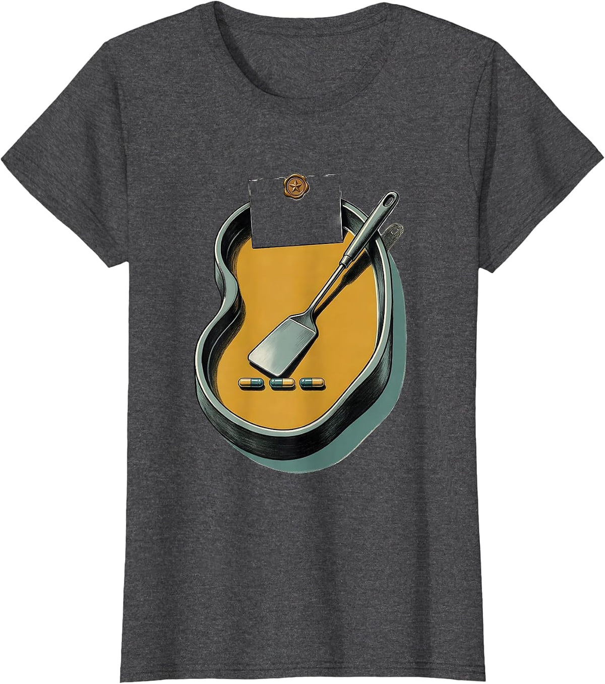 Women's Midcentury Counting Tray Pharmacy Tech Cute Humor T-Shirt - Dark Heather Grey