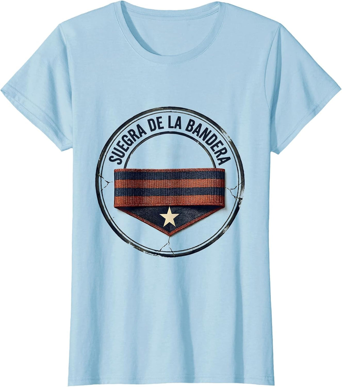 Women's Suegra De La Bandera Vintage Cuban Family Role Humor T-Shirt - Baby Blue