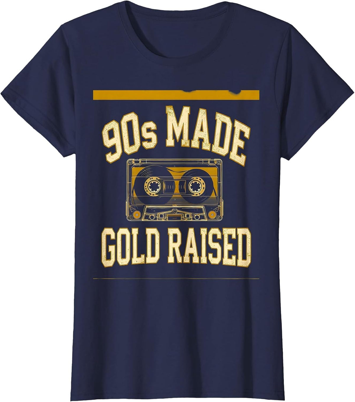 Women's 90s Made Gold Raised Vintage Hip Hop Rap Golden Era T-Shirt - Navy Blue