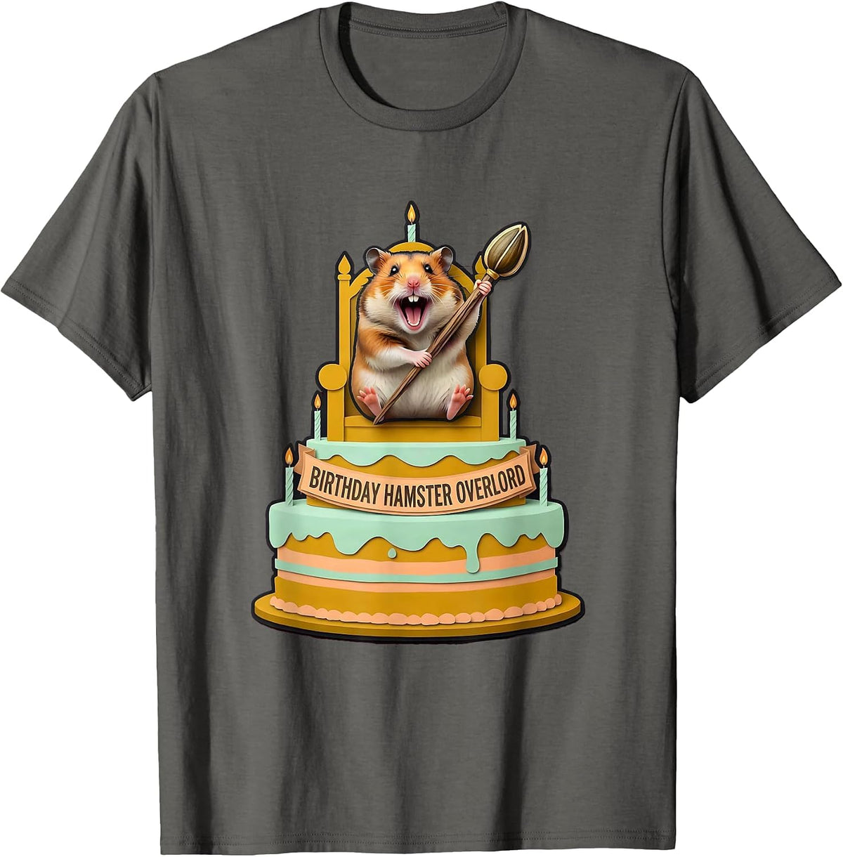 Birthday Hamster Overlord Funny Hamster Owner Meme Humor T-Shirt - Asphalt Grey