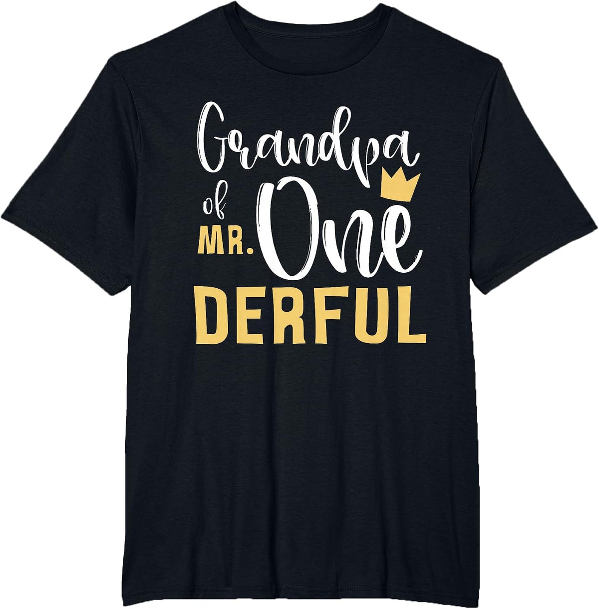 Grandpa of Mr Onederful 1st Birthday First One-Derful Party T-Shirt - Black