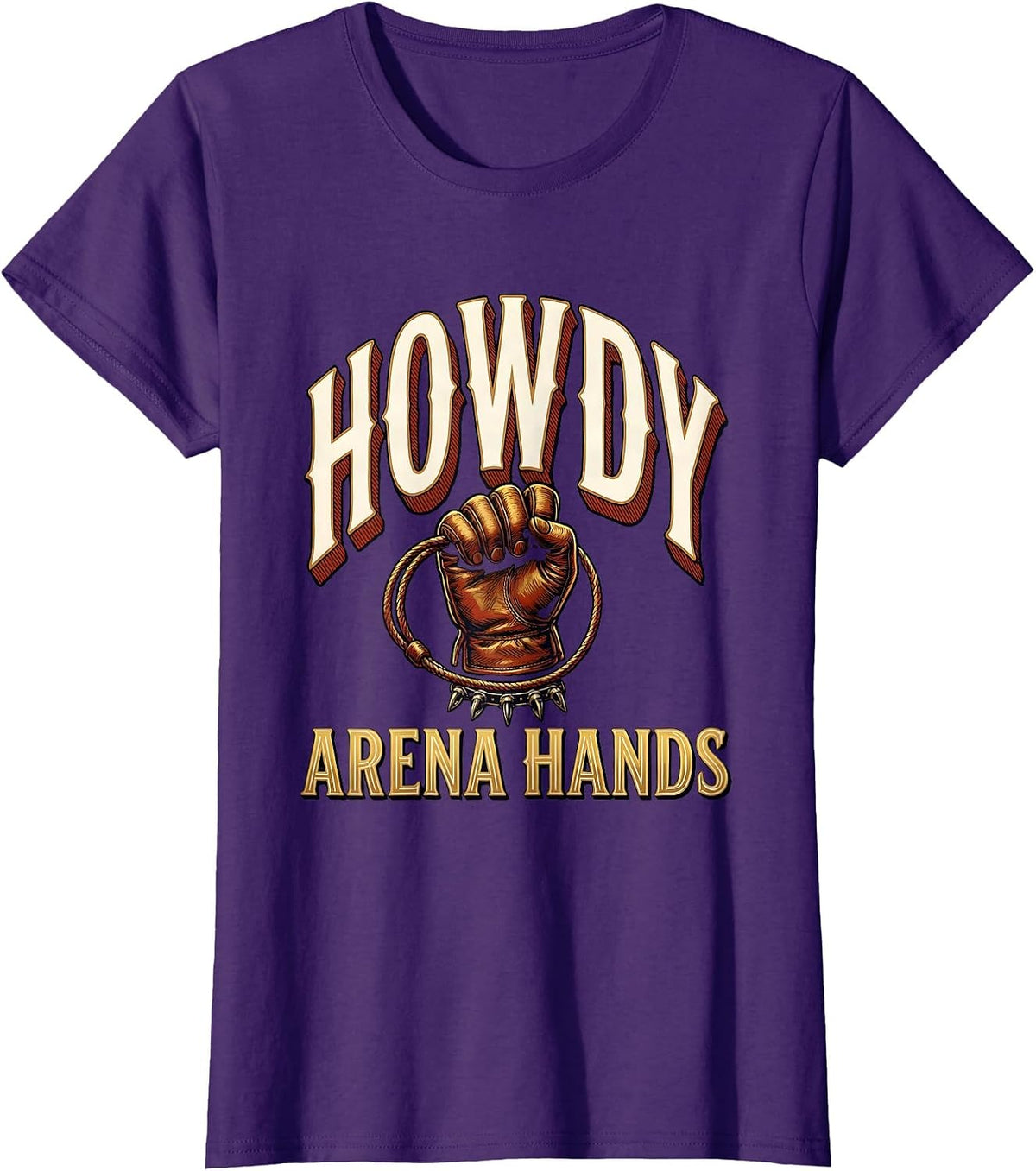 Women's Howdy, Arena Hands Sign Painter Western Cowboy Cowgirl Rodeo T-Shirt - Purple