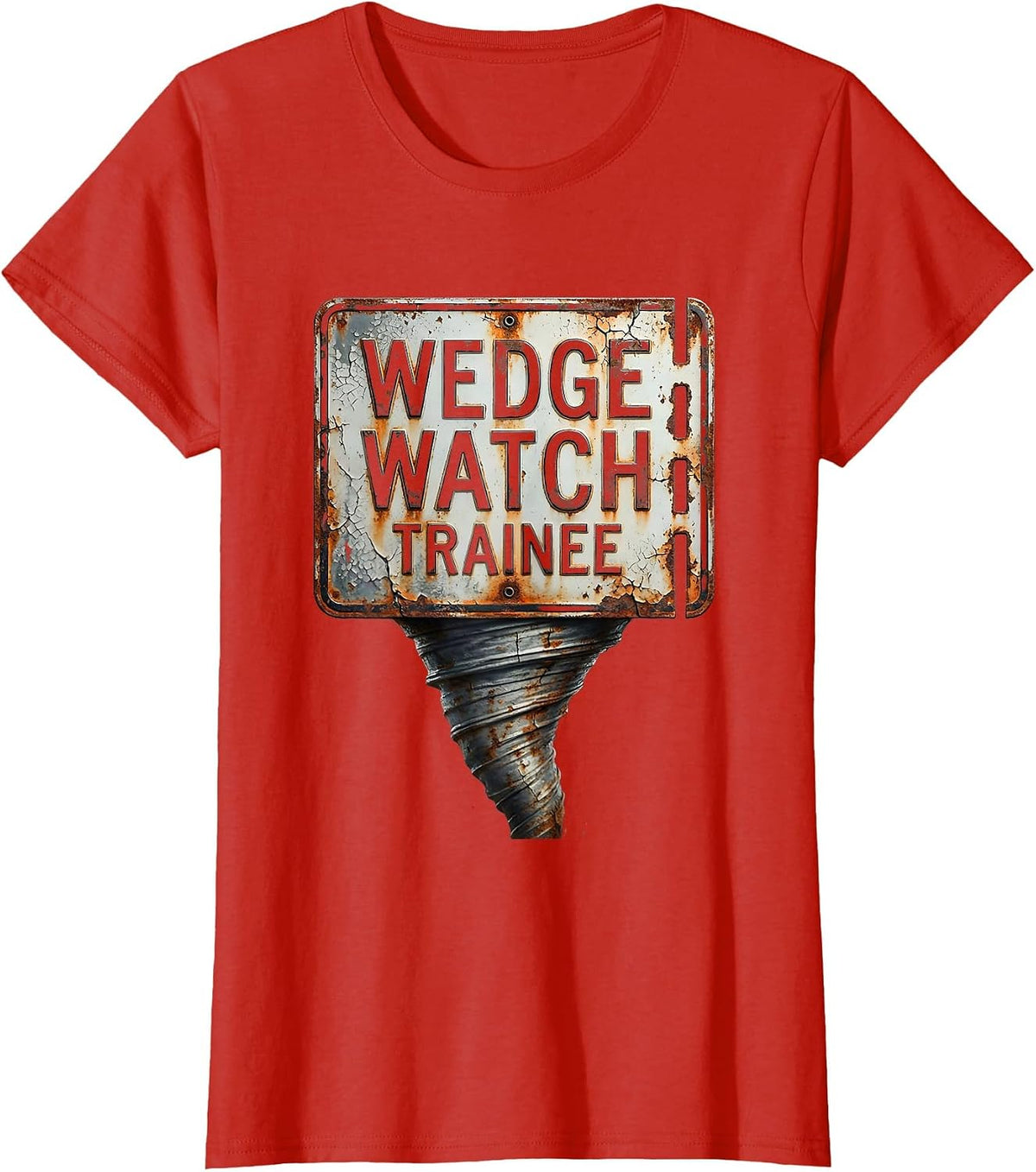 Wedge Watch Trainee Distressed Storm Chaser Tornado T-Shirt - Red