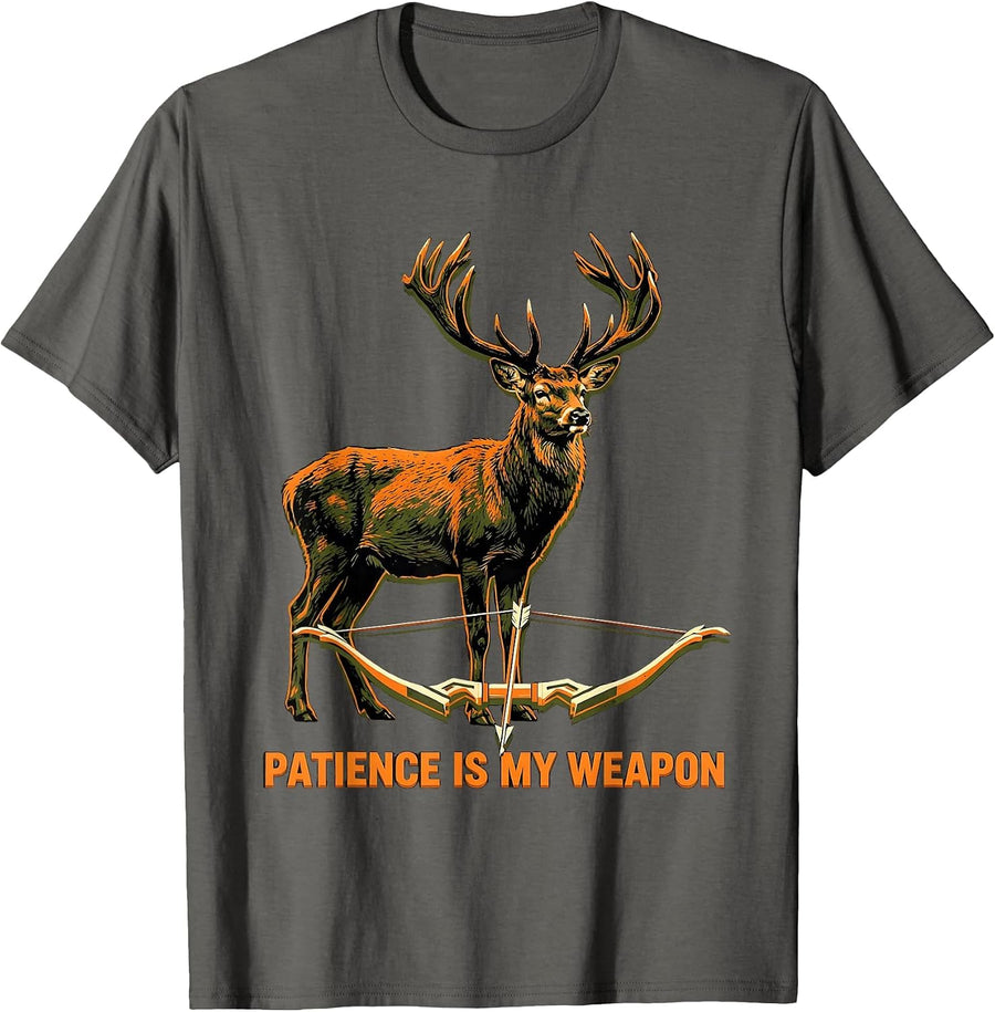 Patience Is My Weapon Bold Statement Design T-Shirt - Asphalt Grey