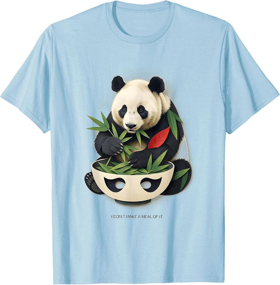 Men's I Don't Make A Meal Of It Funny Panda Animal Lover Cute T-Shirt - Baby Blue
