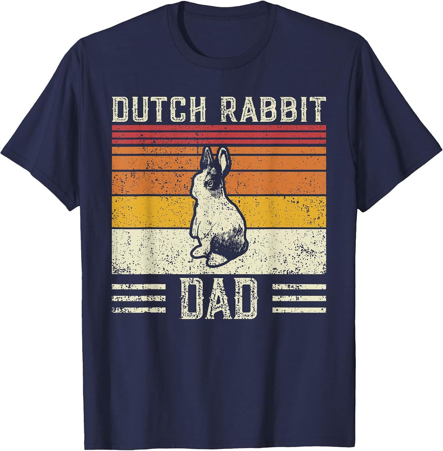 Best Rabbit Dad Men - Vintage Dutch Rabbit T-Shirt - Navy Blue