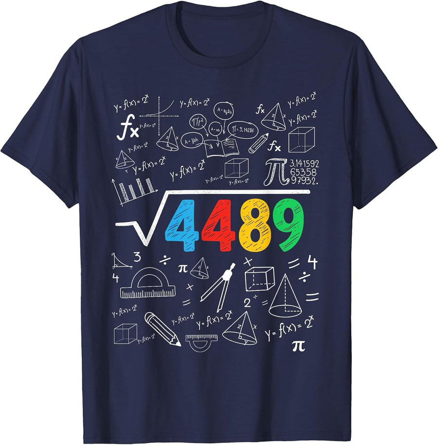 67 Meme Square Root 4489 Slang Six Seven Math Teacher T-Shirt - Navy Blue