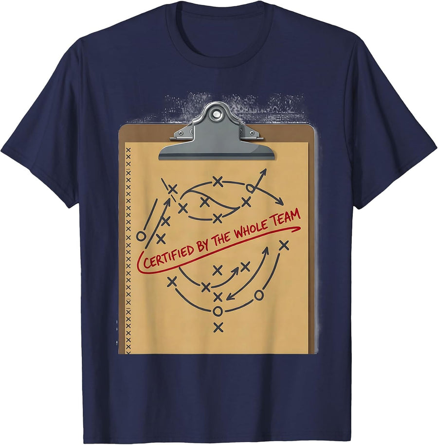 Certified By The Whole Team Funny PE Teacher Coach T-Shirt - Navy Blue