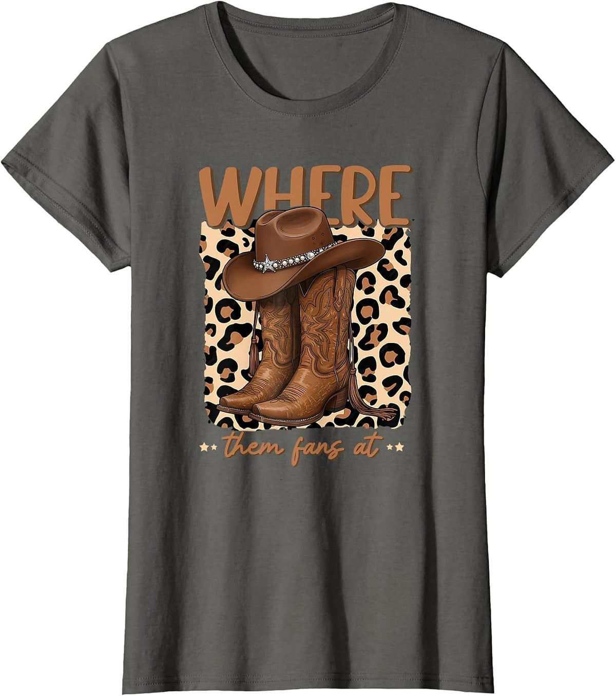 Where Them Fans at Boots On Da Ground Cowgirl Linedance T-Shirt - Asphalt Grey