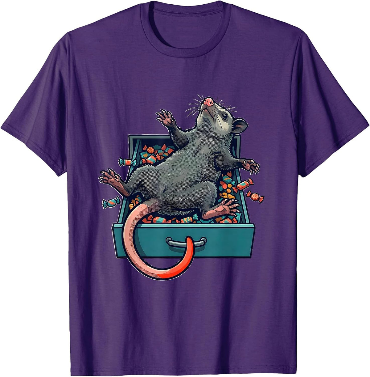 Limp Opossum Snack Drawer Funny Animal Meme T-Shirt - Purple
