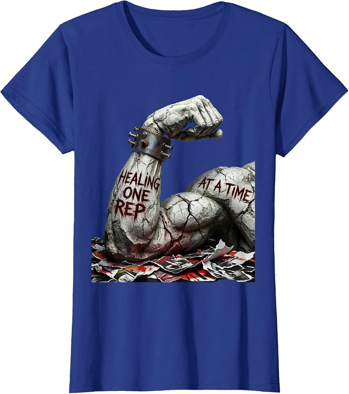 Women's Healing One Rep At A Time Physical Therapy Design T-Shirt - Royal Blue