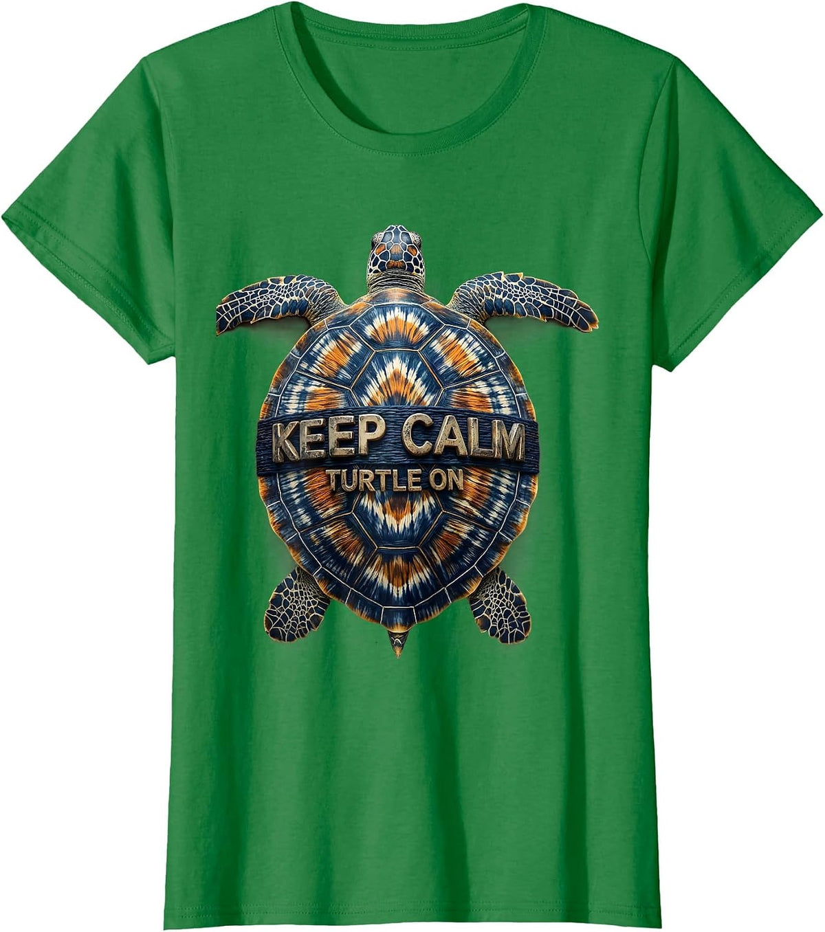 Keep Calm Turtle On Relaxed Turtle Design T-Shirt - Kelly Green