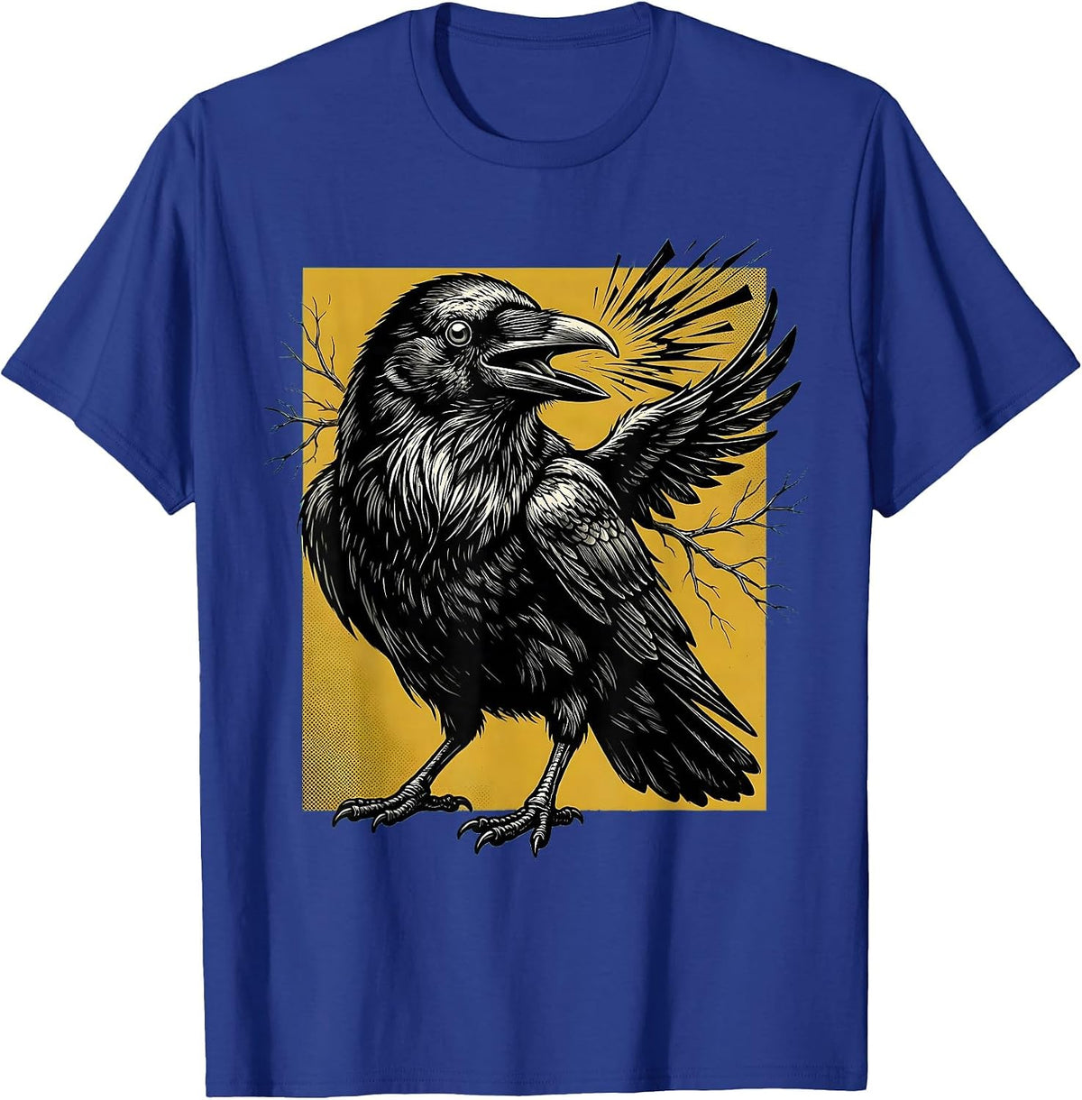 Oversized Crow Retro Cartoon Bird Lover Dark Humor T-Shirt - Royal Blue