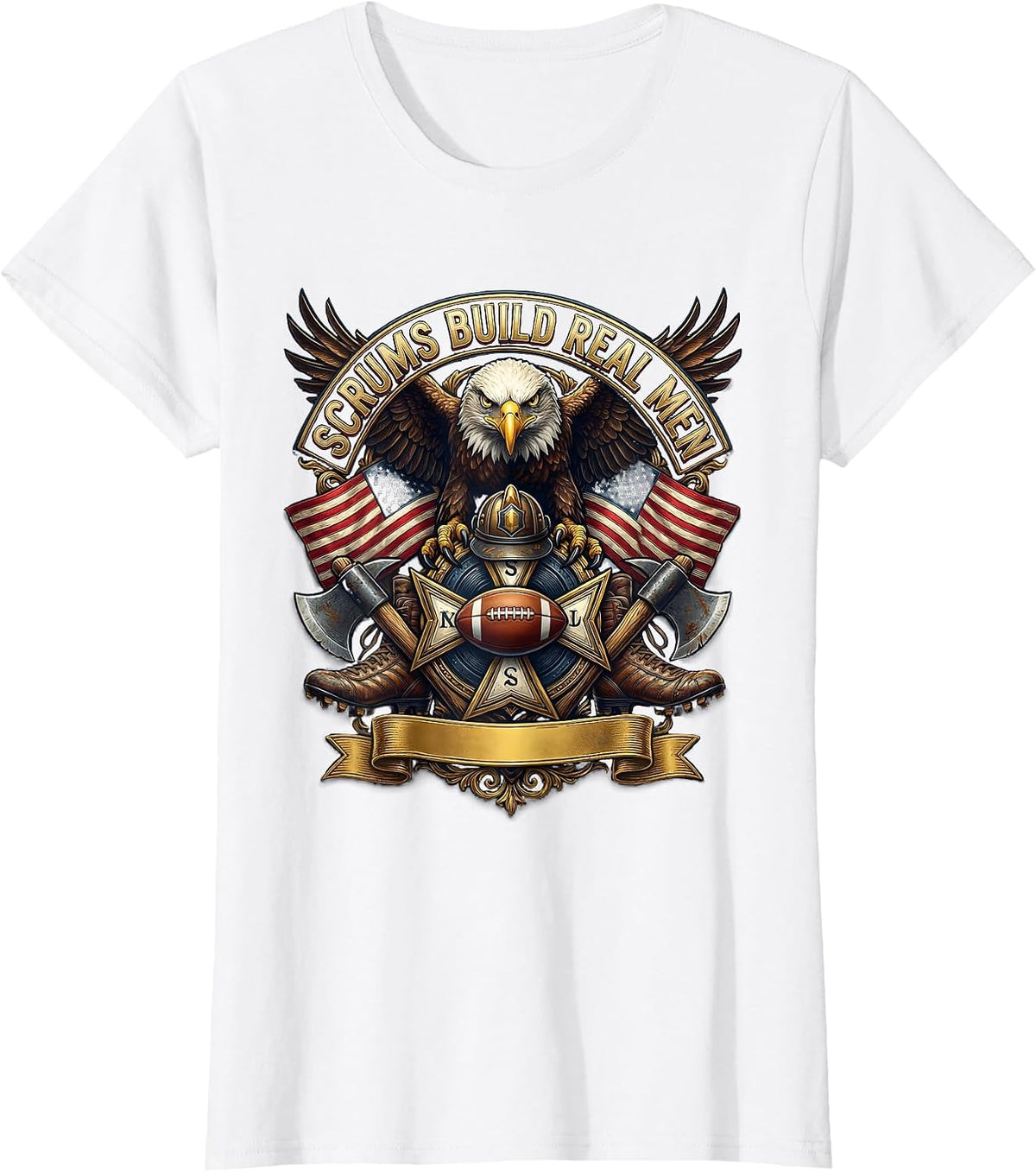 Scrums Build Real Men Rugby Graphic Design T-Shirt - White