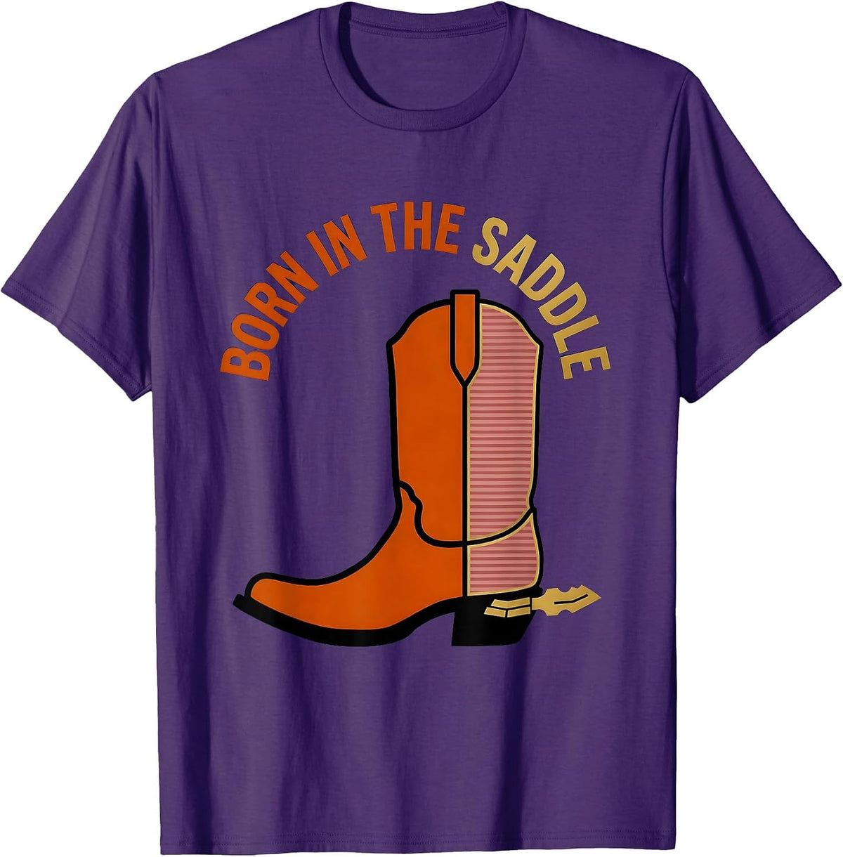 Born in the Saddle Western Cowboy Design T-Shirt - Purple