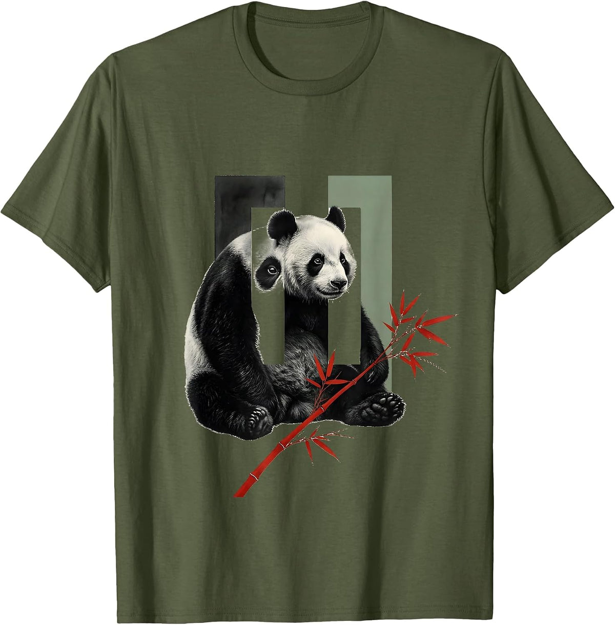 Men's Panda Over Pause Funny Animal Lover Novelty T-Shirt - Olive Green