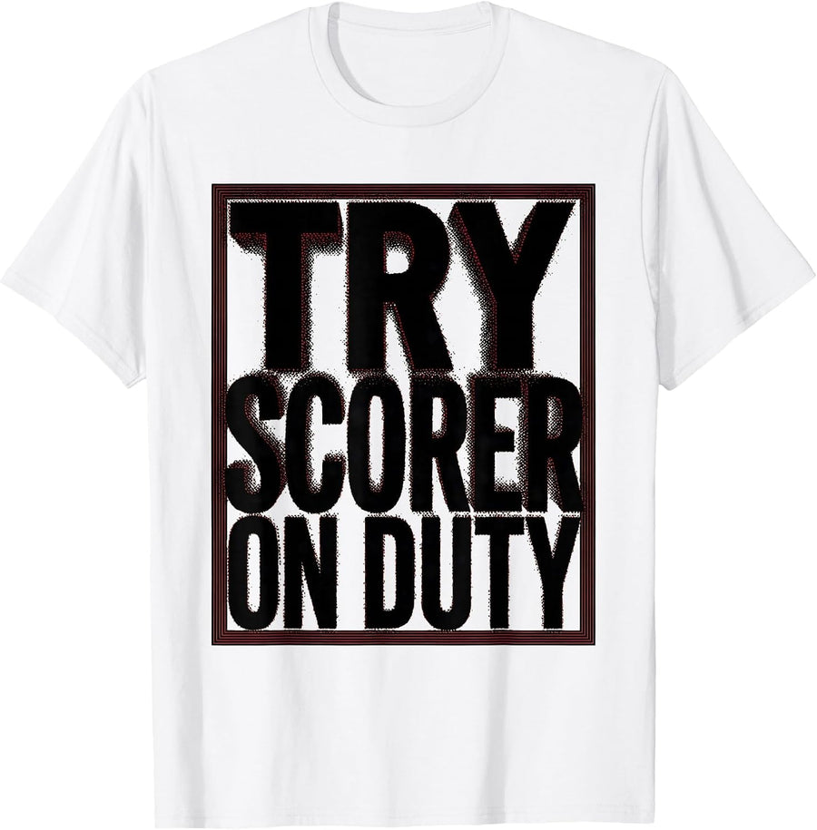 Men's Try Scorer On Duty Rugby Graphic Design T-Shirt - White