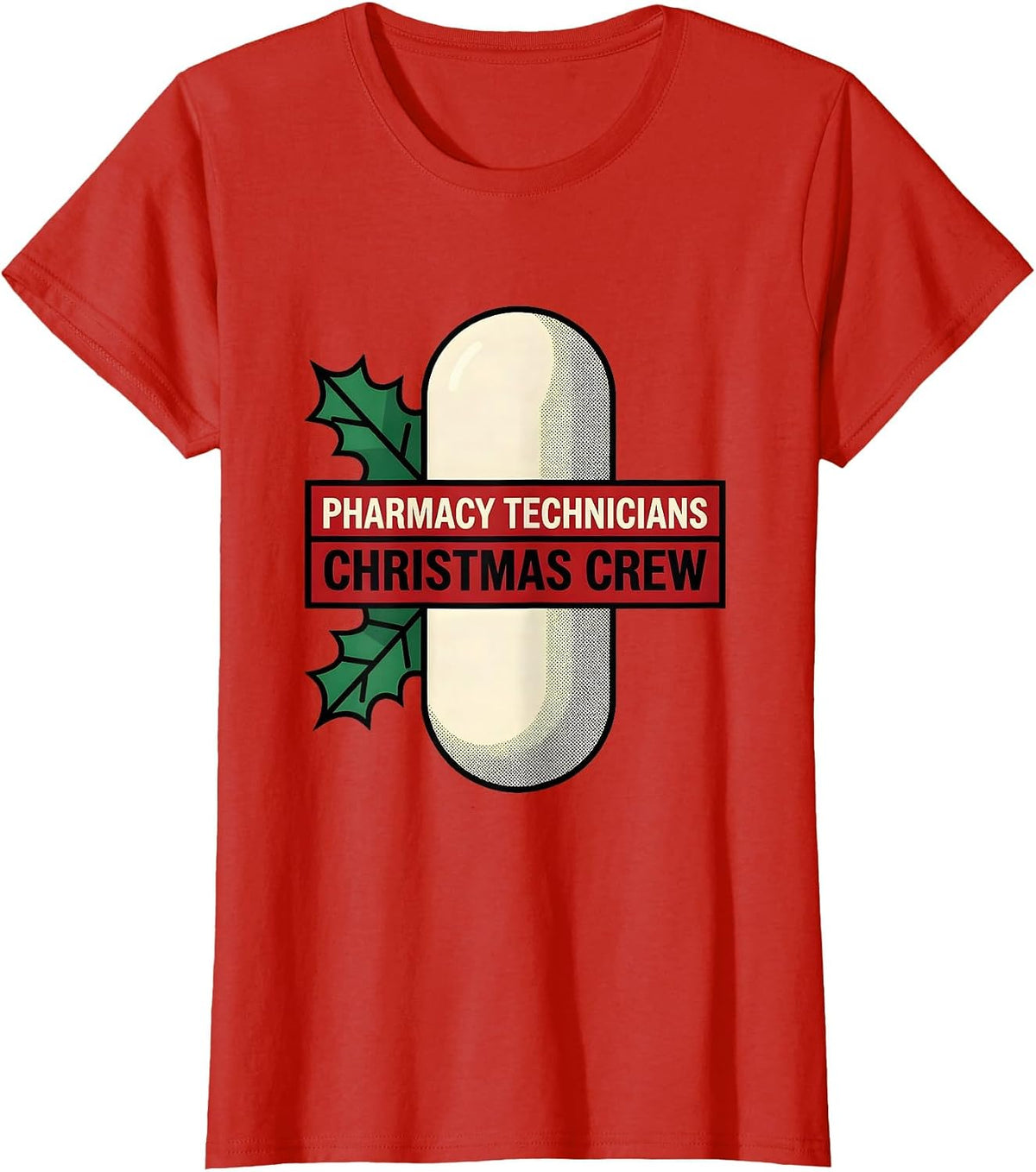 Pharmacy Technicians Christmas Crew Funny Pharmacy Squad T-Shirt - Red