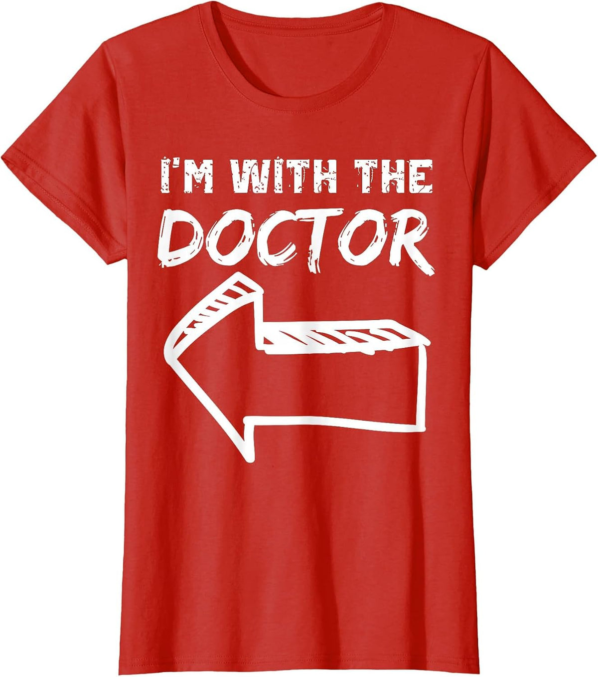 I'm with The Doctor Left Arrow Funny Halloween Costume Her T-Shirt - Red