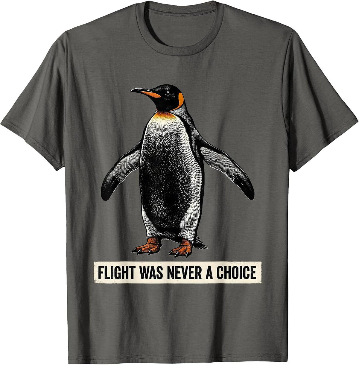 Men's Flight Was Never A Choice Funny Penguin Martial Arts Humor T-Shirt - Asphalt Grey