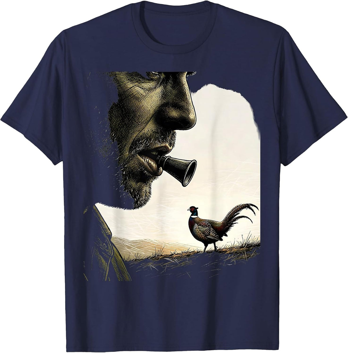 Turkey Hunter Camo Patriotic Turkey Hunting Humor T-Shirt - Navy Blue