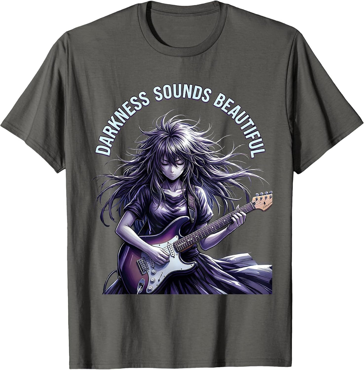 Men's Darkness Sounds Beautiful Metal Band Design T-Shirt - Asphalt Grey