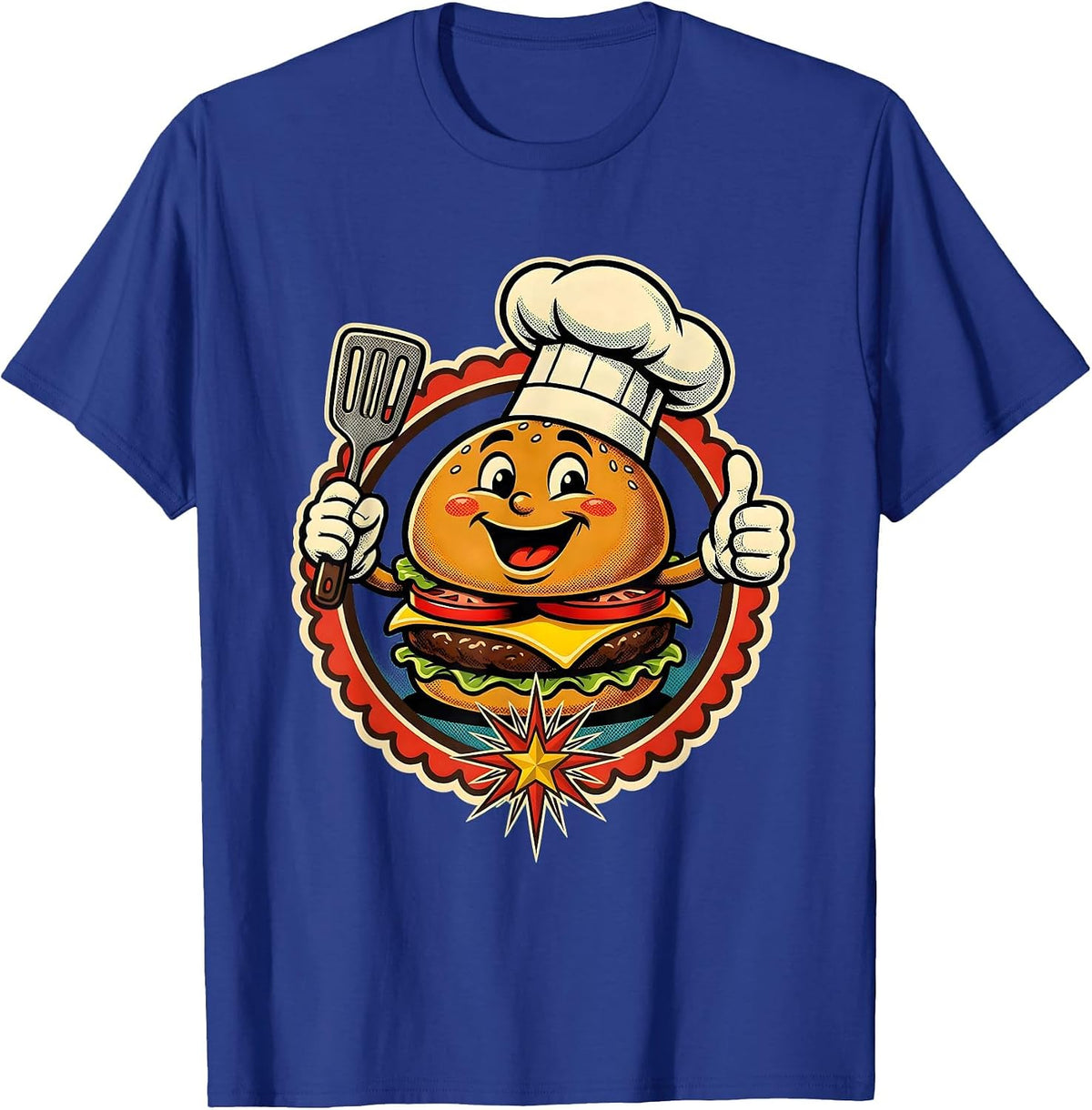 Mother-In-Law Grilling Labor Day BBQ Illustration T-Shirt - Royal Blue