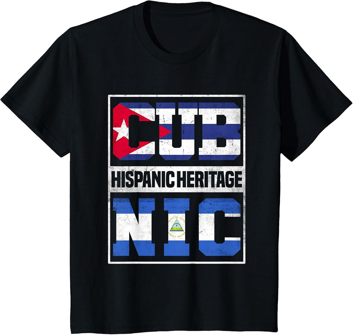 Proud Cuban Nicaraguan Hispanic Heritage Month T-Shirt - Black