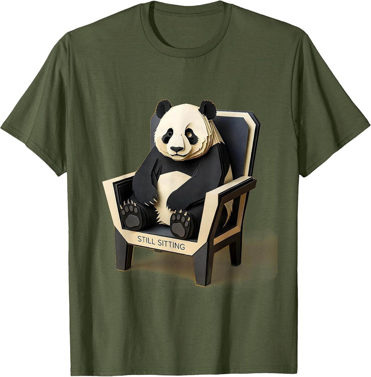 Still Sitting Funny Panda Bear Animal Lover Humor Gift T-Shirt - Olive Green