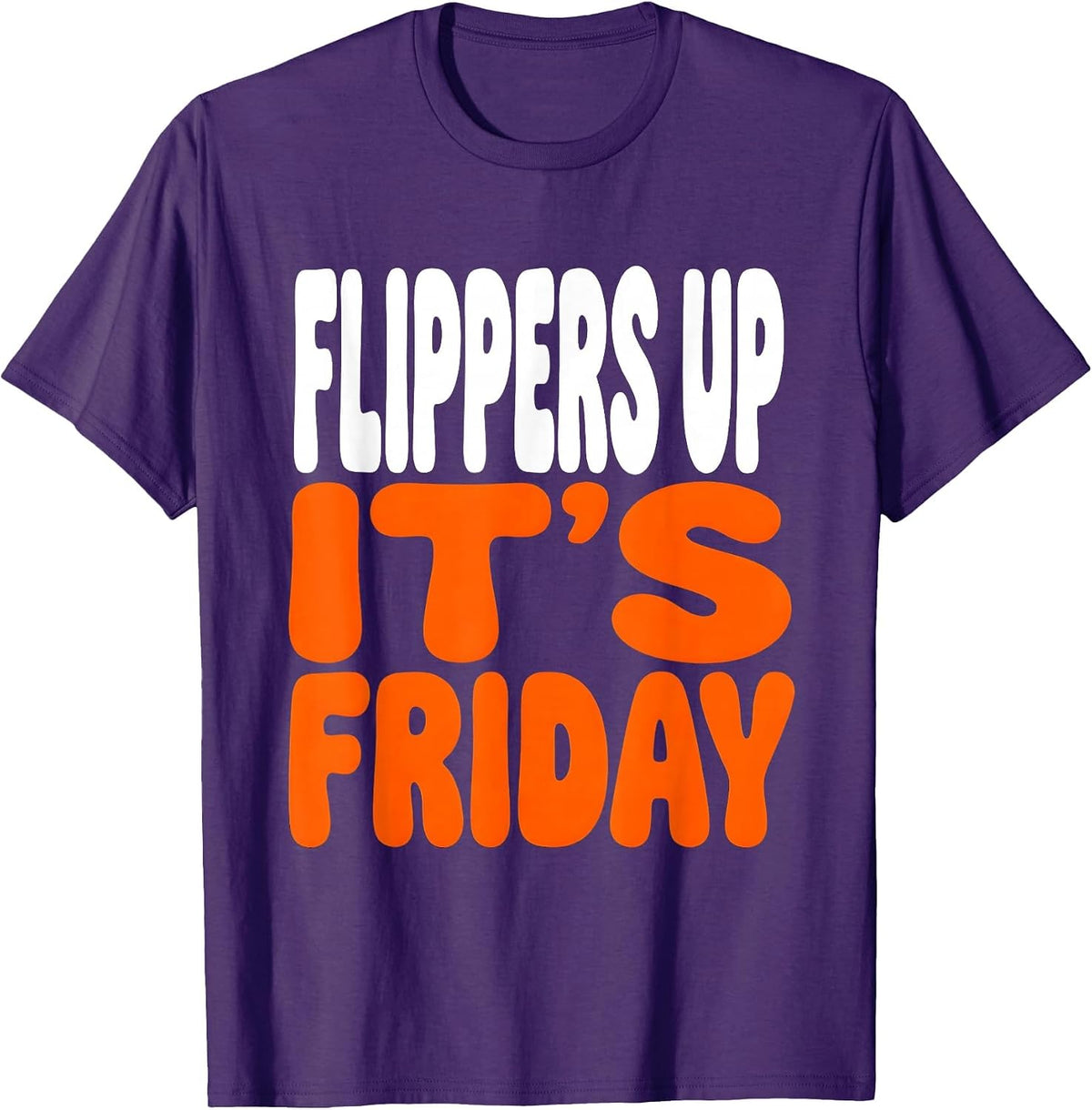Flippers Up It's Friday Penguin Design T-Shirt - Purple