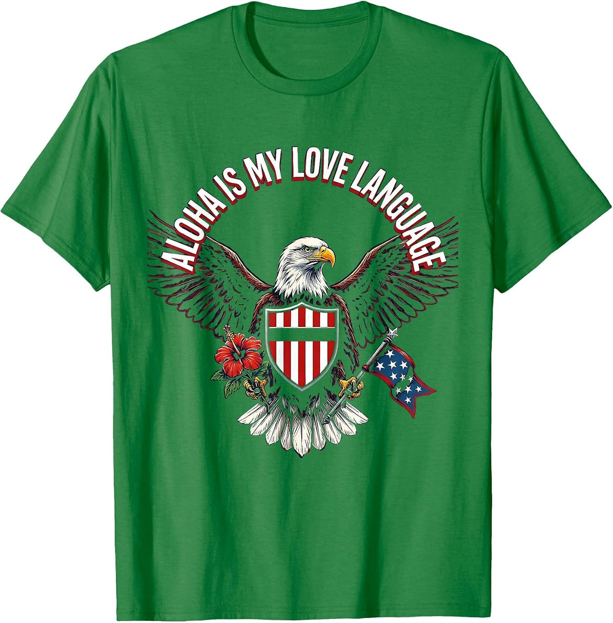 Men's Aloha Is My Love Language Hawaiian Design T-Shirt - Kelly Green