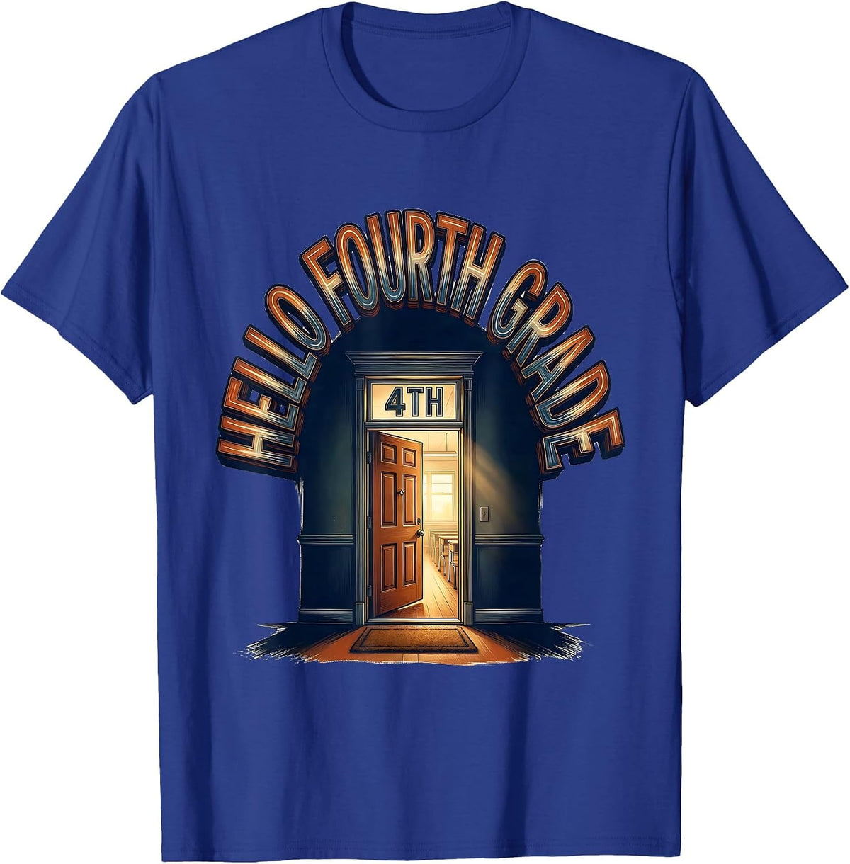 Hello Fourth Grade Retro Teacher Back To School T-Shirt - Royal Blue