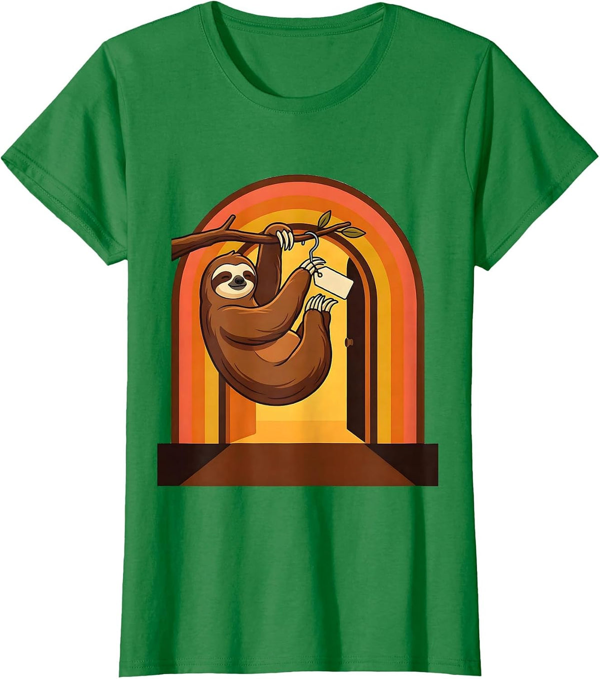 Women's Broad Sloth Retro 70s Humor Gift for Sloth Lovers T-Shirt - Kelly Green