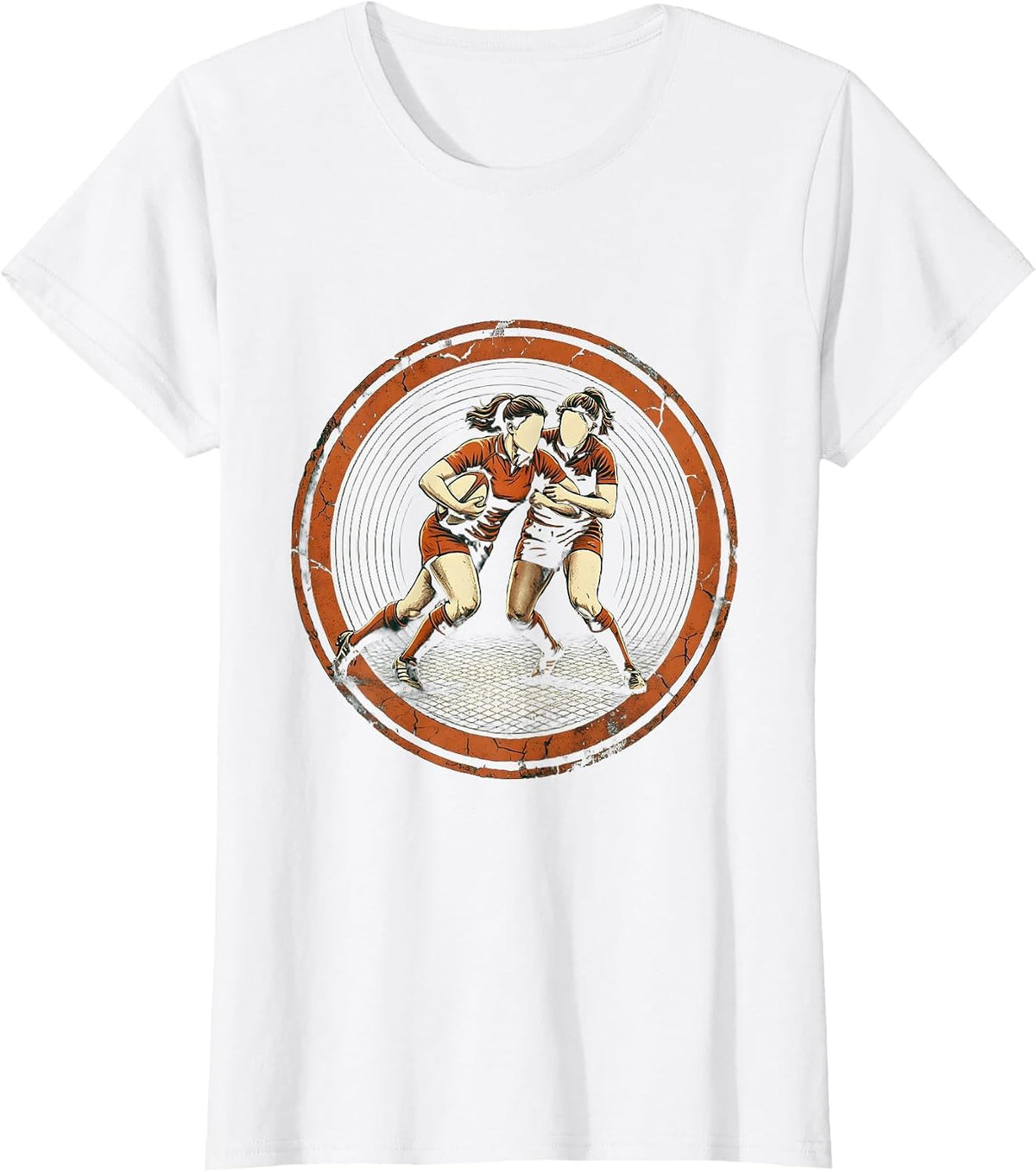 Rugby Contact Clash Graphic Design T-Shirt - White