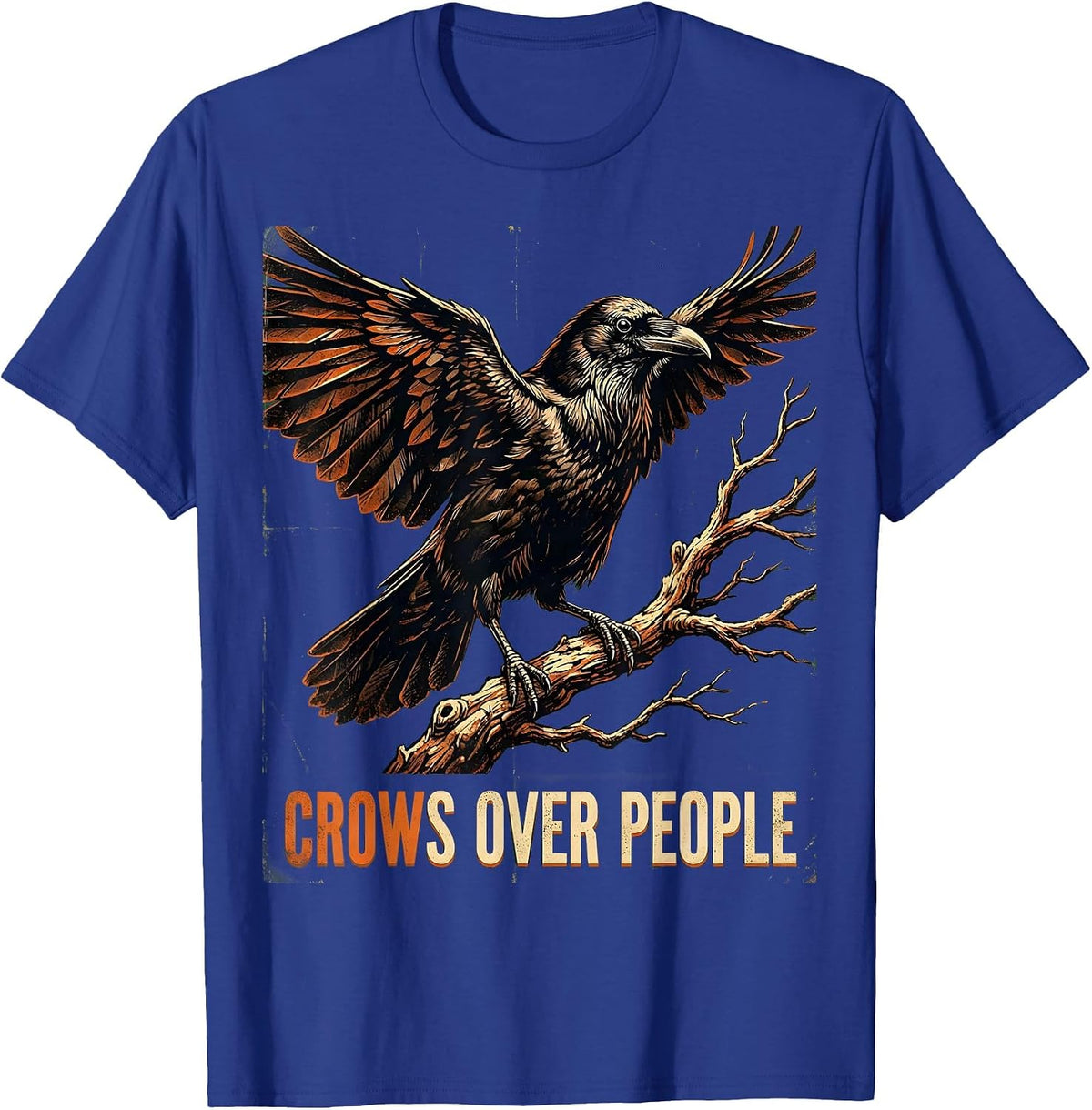 Crows Over People Dark Crow Lover Design T-Shirt - Royal Blue