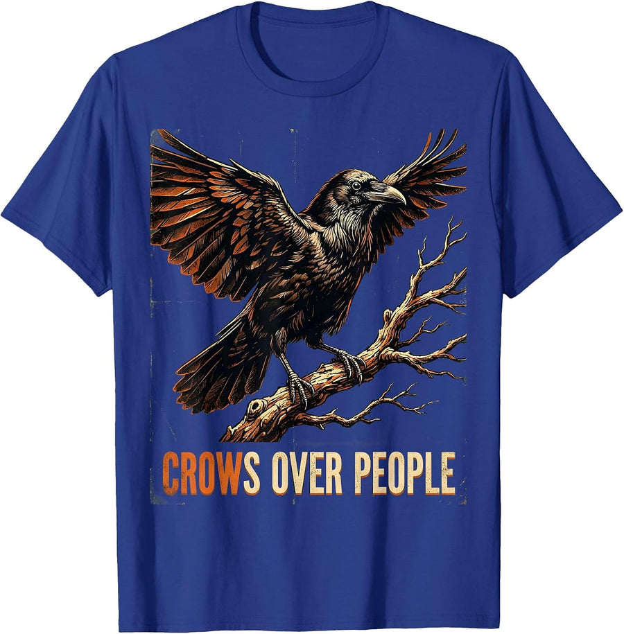 Crows Over People Dark Crow Lover Design T-Shirt - Royal Blue
