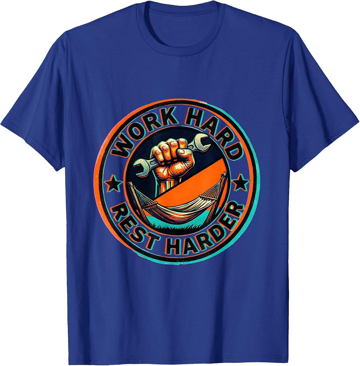Work Hard Rest Harder Labor Day Graphic Design T-Shirt - Royal Blue