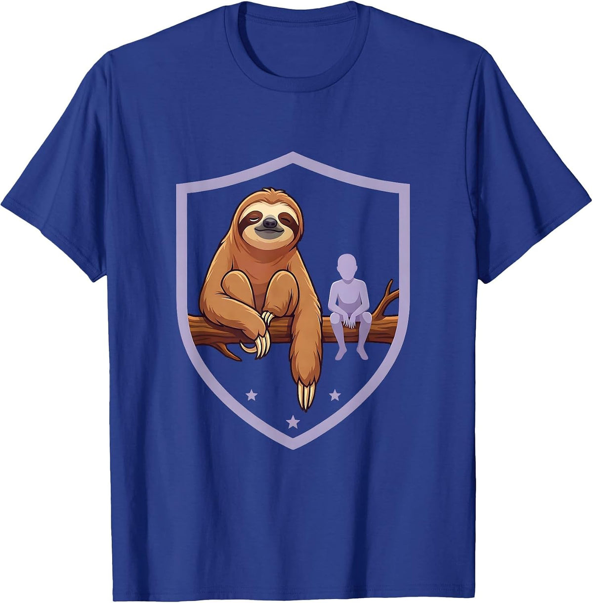 Sloth Shield Funny Animal Lover Novelty Gift T-Shirt - Royal Blue