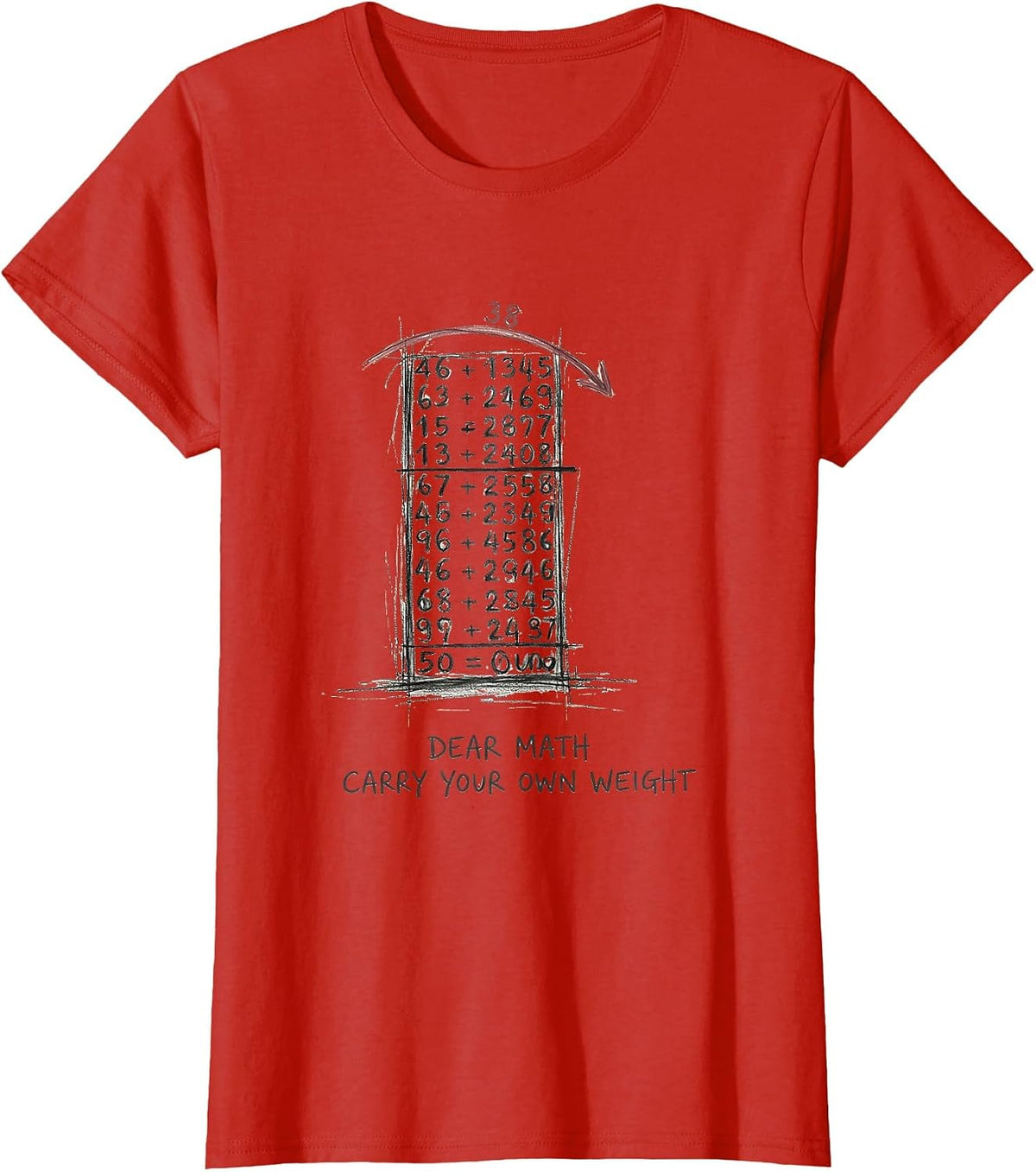 Women's Dear Math, Carry Your Own Weight Funny Math Teacher Nerd T-Shirt - Red